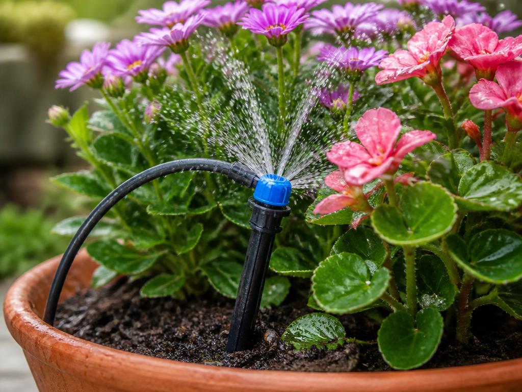 Drip irrigation line with a water droplet
